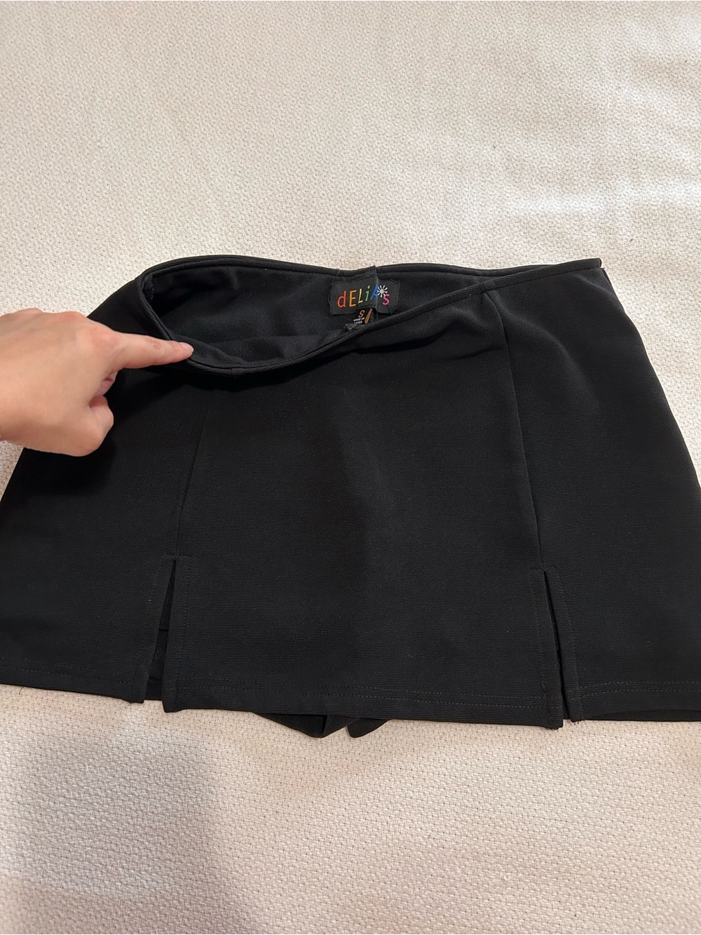 Black Mini Skirt with Front Slits
